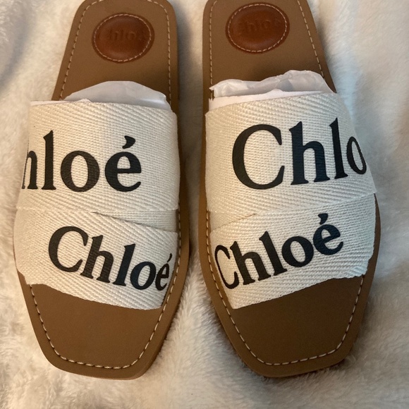 Chloe Woody Canvas Slides